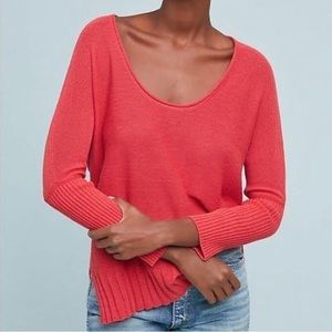 Anthropologie MOTH Cotton Linen Sweater Coral Size XS